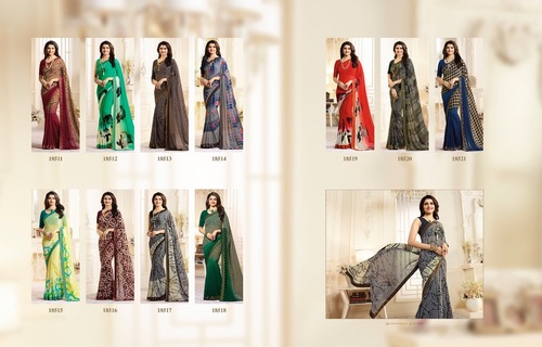 Multi Color Faux Georgette Saree