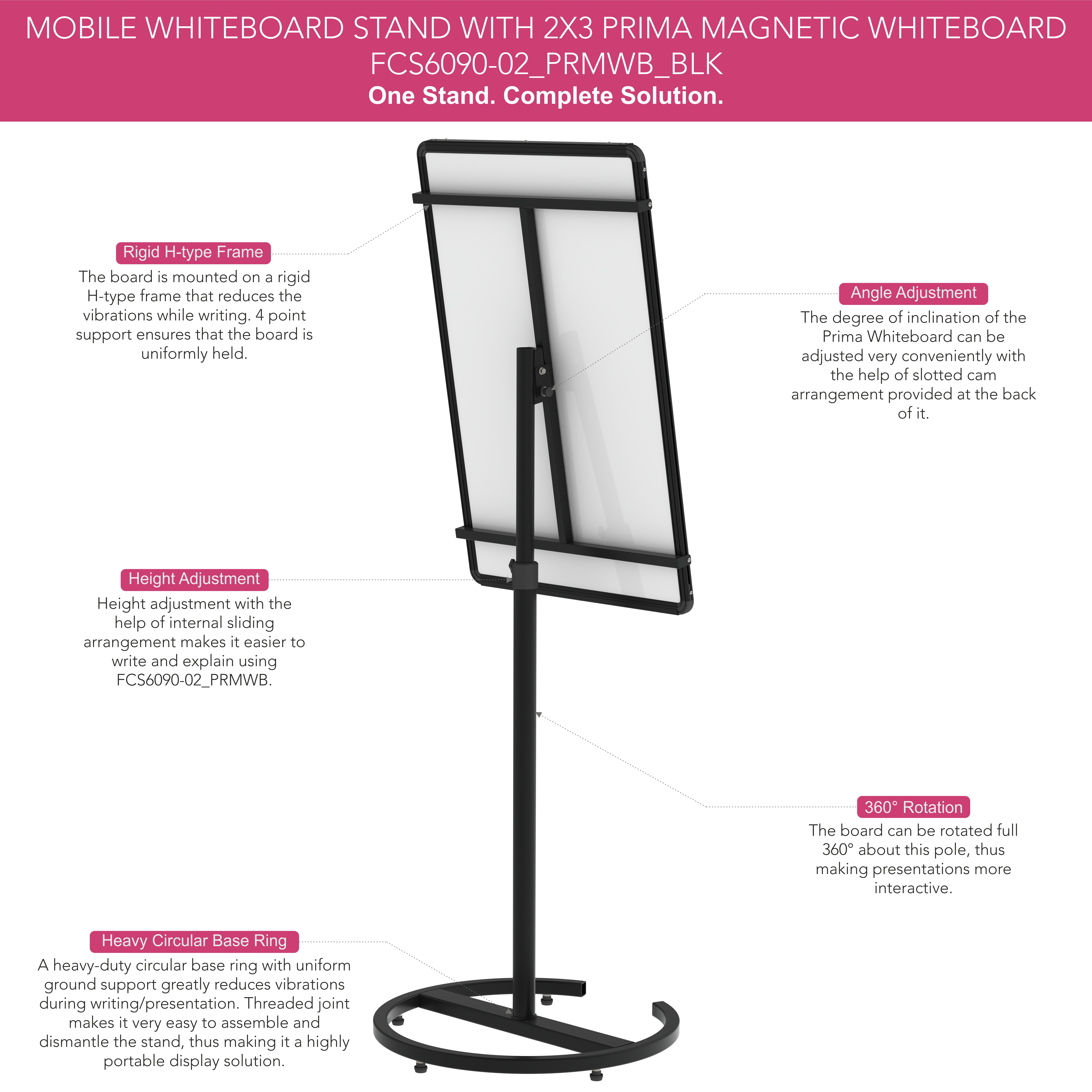 Jet Black With Black Frame Or Coll Grey With Silver Frame Portable Magnetic Whiteboard Presentation Stand