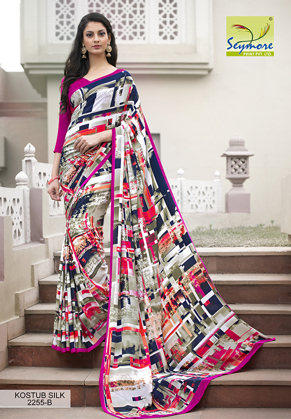 Digital Printed Saree - Crepe Fabric, 5.5 Mtrs Length + 0.8 Mtrs Blouse, Pink Color | Fancy Printed Bollywood Style For Festive, Casual Occasions