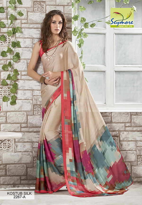 Party Wear Saree - Crepe Fabric, 5.5 Mtrs + 0.8 Mtrs Blouse, Cream Color | Printed Bollywood Style, Ideal For Festive And Traditional Occasions