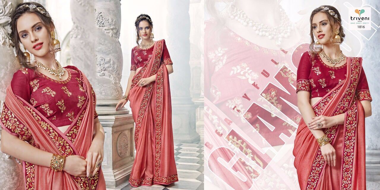 Embroidered Saree - Georgette Material, Red Color | Laced Closure, Intricate Thread Work For All Seasons