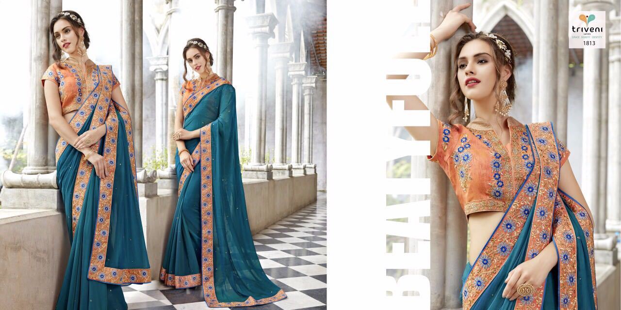 Embroidered Saree - Georgette Material, Red Color | Laced Closure, Intricate Thread Work For All Seasons