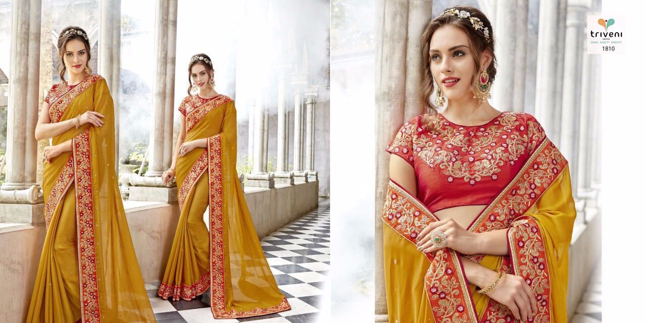 Embroidered Saree - Georgette Material, Red Color | Laced Closure, Intricate Thread Work For All Seasons