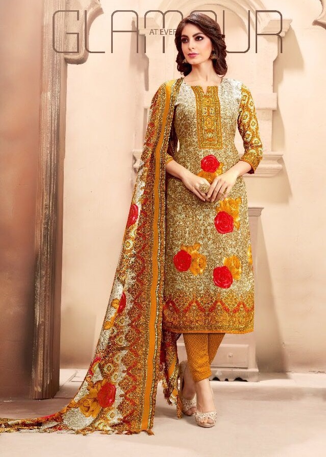 Fancy Printed Suit - Pashmina Fabric, Unstitched Up To 42" | Multi-patterned Design, Designer Style For All Seasons