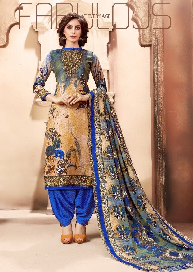 Fancy Printed Suit - Pashmina Fabric, Unstitched Up To 42" | Multi-patterned Design, Designer Style For All Seasons