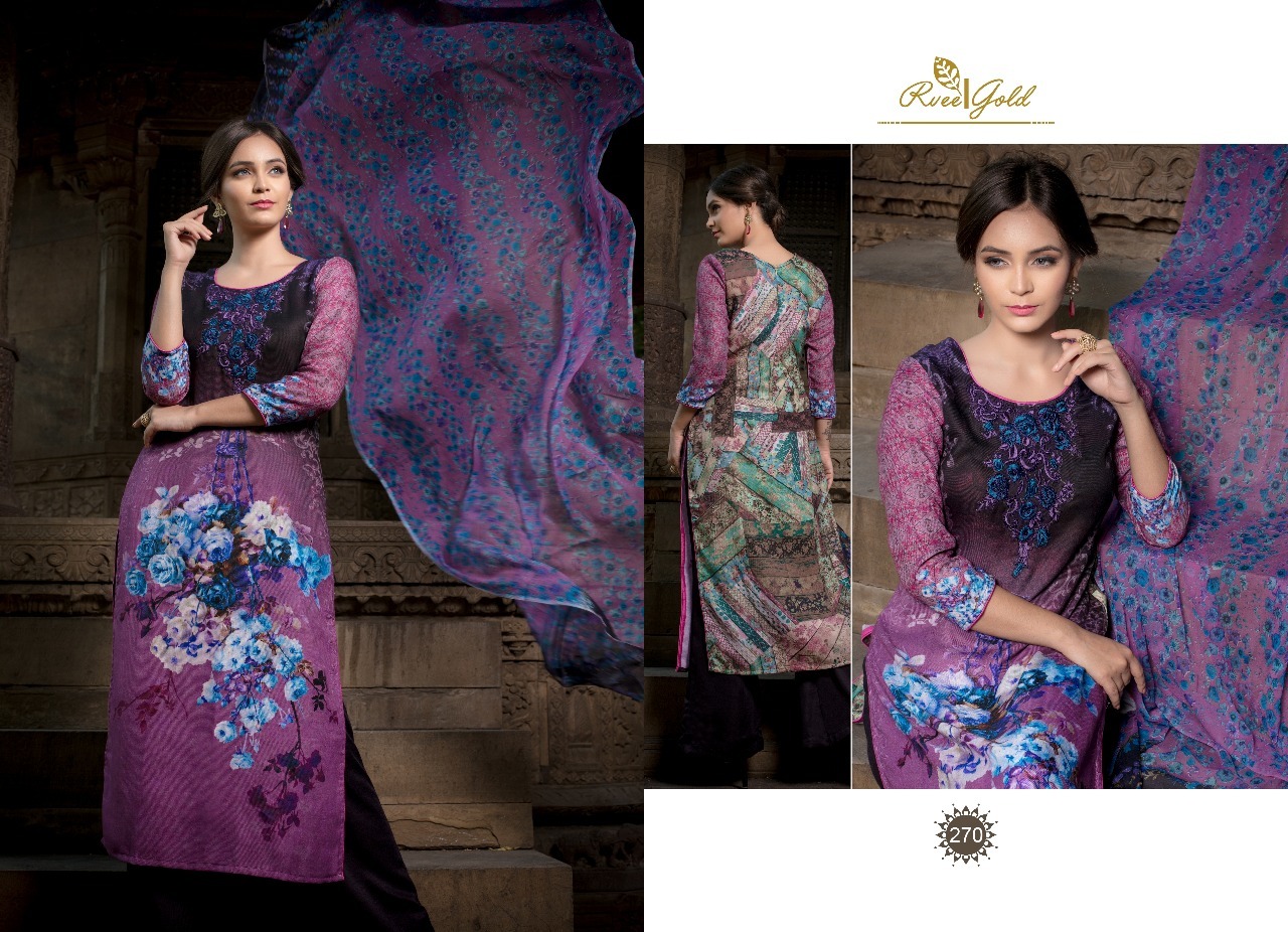 Navy Blue Printed Pashmina Suit