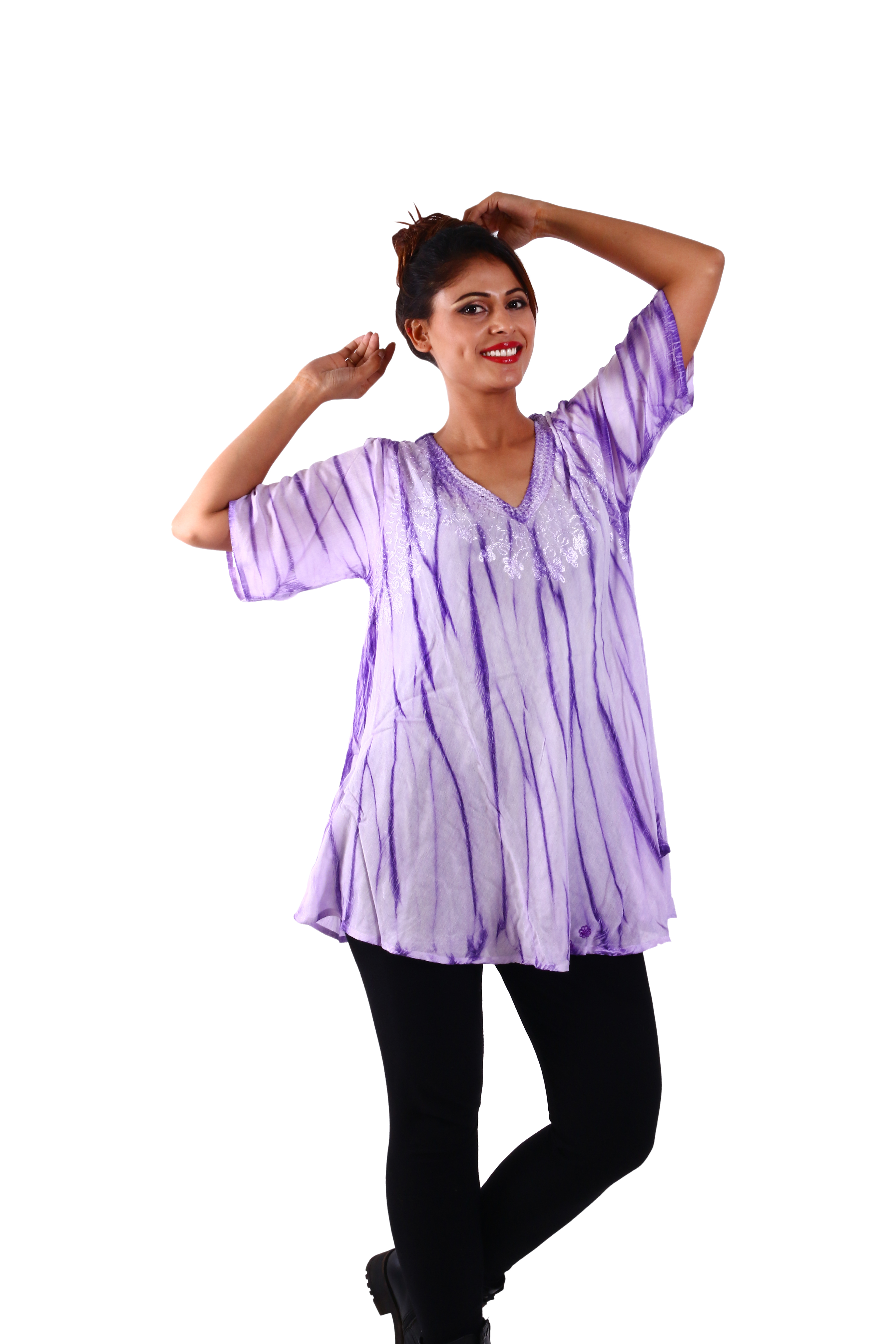 Yellow And White Rayon Blouse