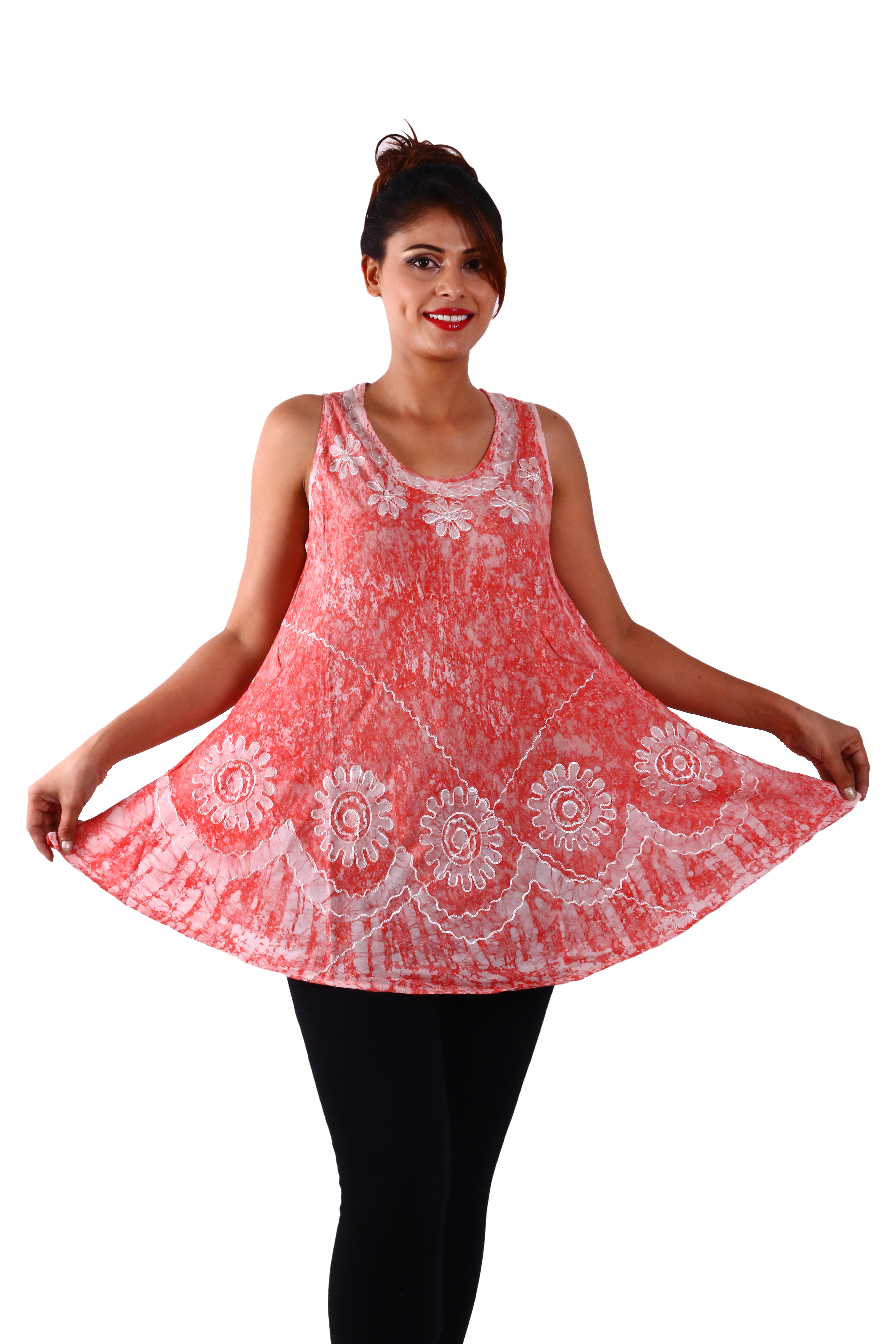 Pink And White Rayon Blouse