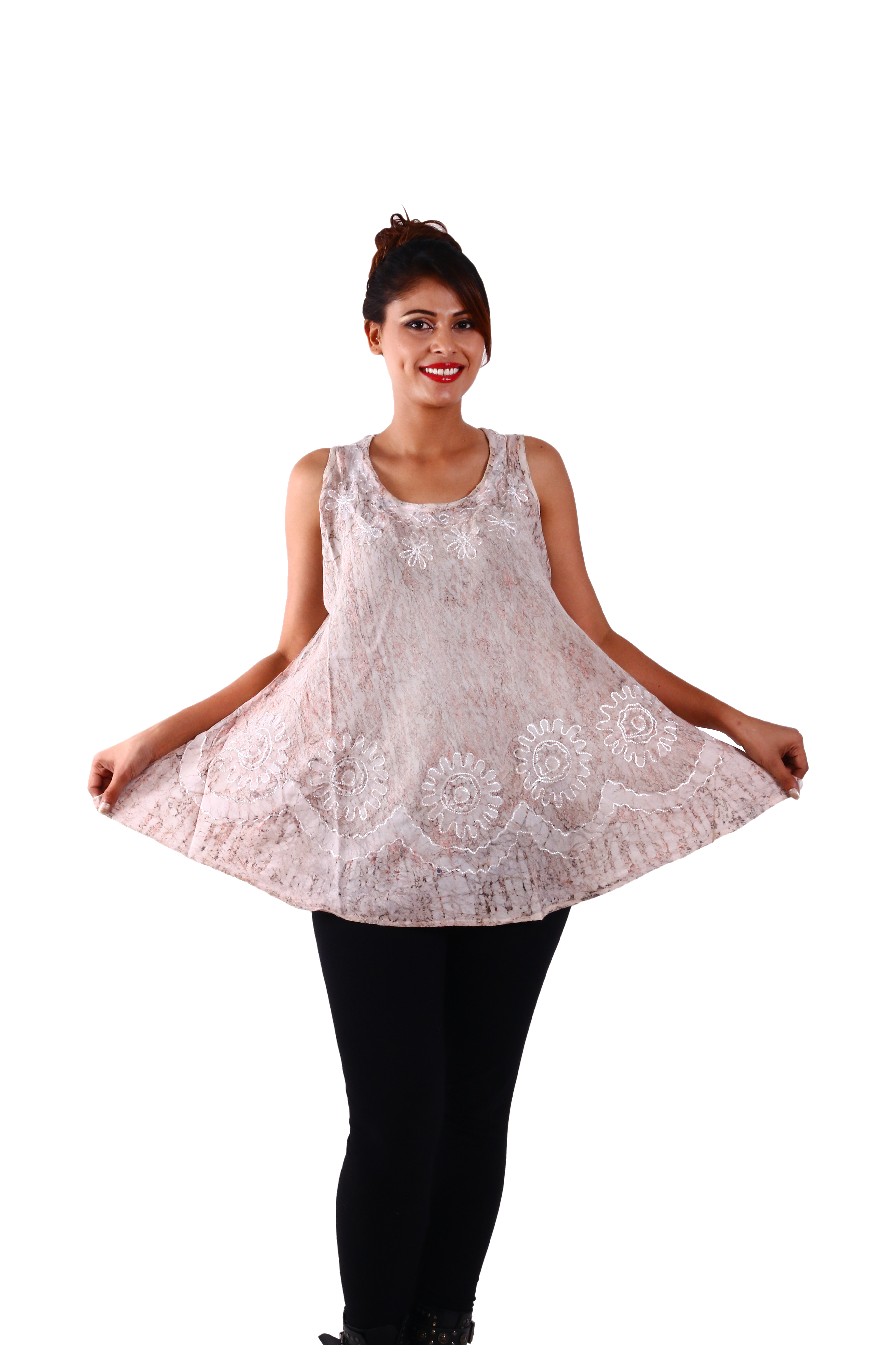 Pink And White Rayon Blouse