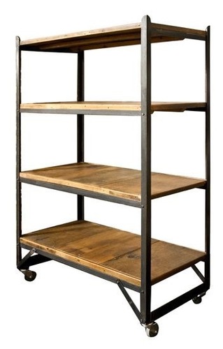 Industrial Bookshelf With Wheels