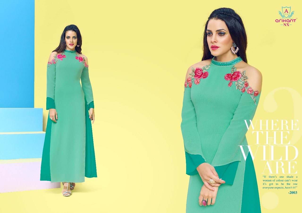 Georgette Fabric Kurti - Peach, Sizes L To Xxl | Elegant Design, Soft Fabric, Comfortable Fit, Stylish Look, Versatile Wear, 3/4 Sleeves, Long Length, 8 Pieces