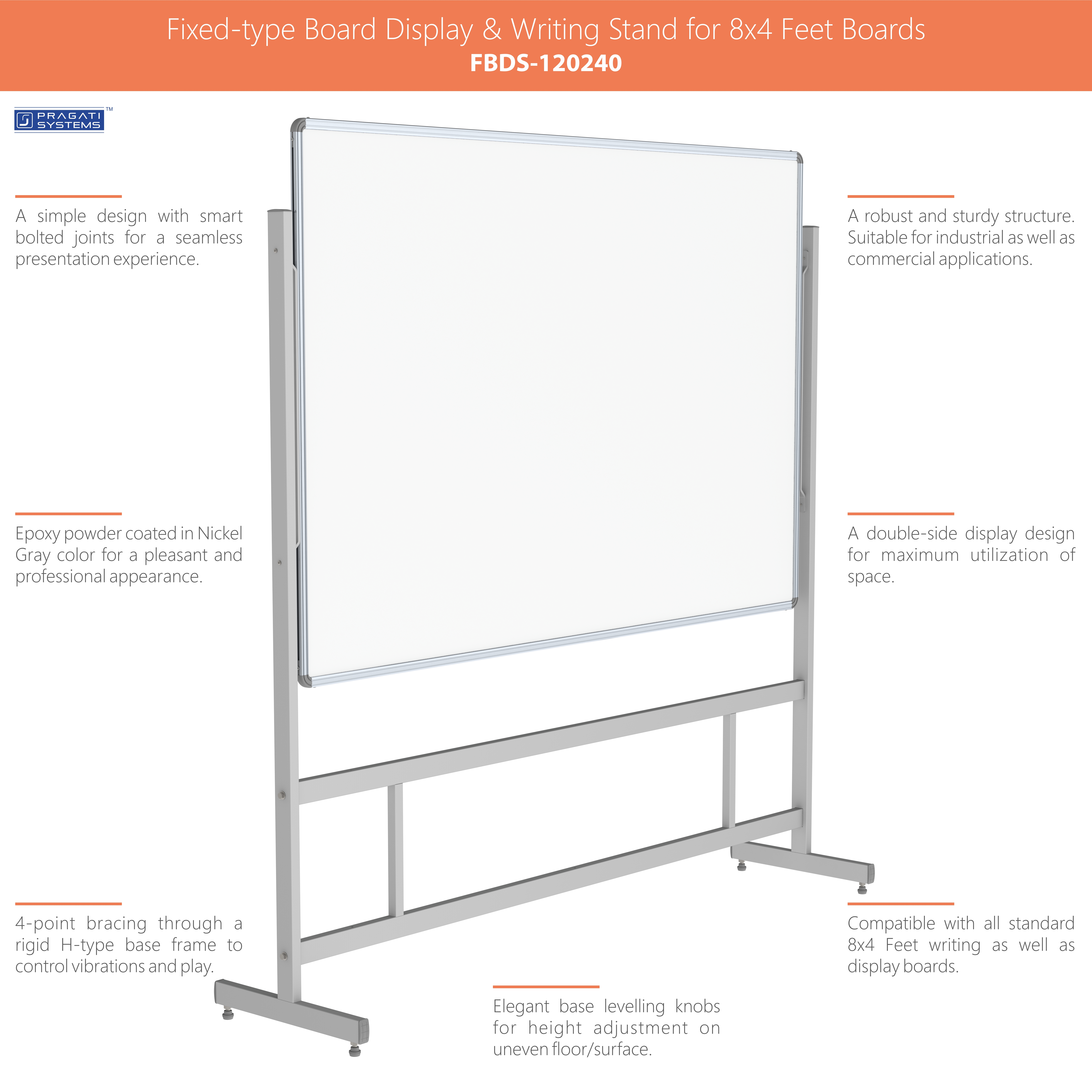 Fixed-type Board Display Stand For 4x8 Feet Board Rigid & Stable Structure