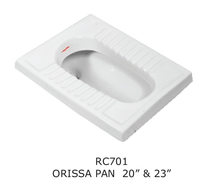 Orissa Pan - Ceramic, 20" & 23" Sizes | Available In Any Color, Square Shape, Floor Mounted Installation, Smooth Surface Finish