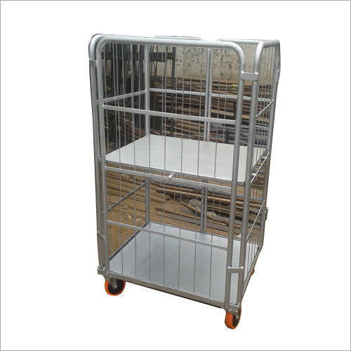 Material Handling Trolley - Steel, 50-100 kg Load Capacity, Silver Color, 2 Shelves - Excellent Load Bearing Capacity, Efficient Material Relocation, Quality Tested for Durability