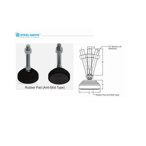 Plastic Leveling Pads - Plastic, Round, Model No: TPLP-1075-60, TPLP-10100-60, TPLP-10125-60, TPLP-1275-60, TPLP-12100-60, TPLP-12125-60, TPLP-1675-60, TPLP-16100-60, TPLP-16125-60, Max Load Capacity 100KGS, Rubber Bottom for Anti Skid