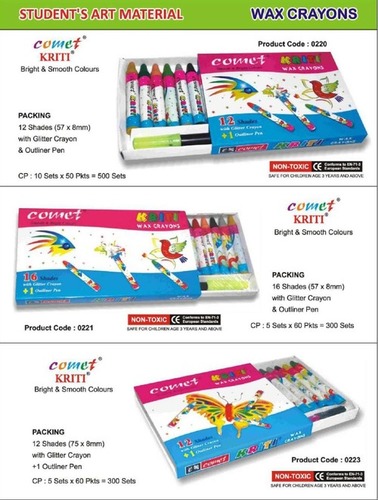 चिकना और चमकीले रंग का वैक्स क्रेयॉन