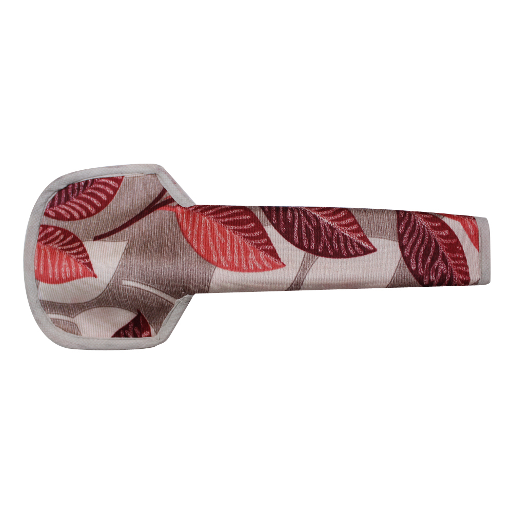 Pink Big Leaves Design Refrigerator Handle Cover