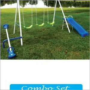 Combo Set Swing - Plastic, Blue Color, Round Design | For Children Aged 4-10, Capacity for 3 People, Swinging and Sliding Fun