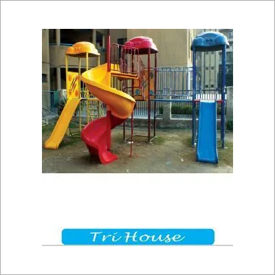 Tri House Maxi Playcentre - Metal and Fibre Construction, 4 to 10 Years, Climbing and Sliding Fun for 3 Kids