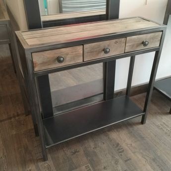 Industrial Console Table - Wood and Iron Design | Rustic Charm, Versatile Use, Sturdy Craftsmanship