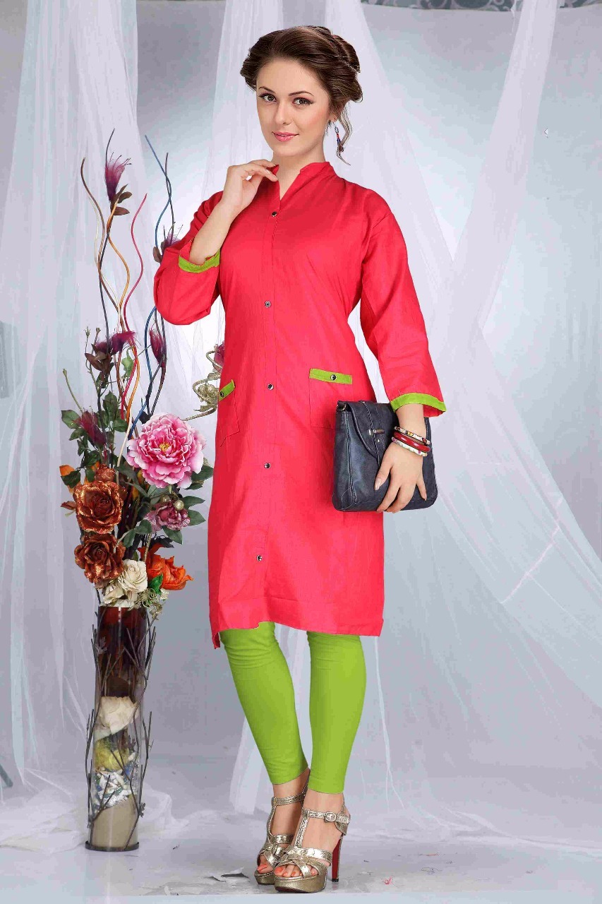 Creta Fabrics - Pure Cotton Slub With Silai Patterns, Pocket Size, Short Sleeve, Pink, Summer Wear, L & Xl