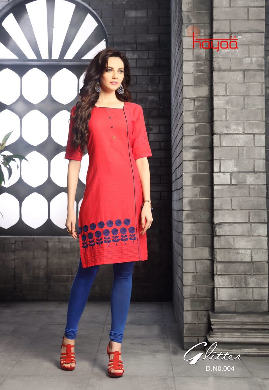 Glitter - Cotton Slub Fabric, Straight Fit With Embroidery Design And Silai Pattern, Sizes L To 3xl, Available In 11 Stunning Designs