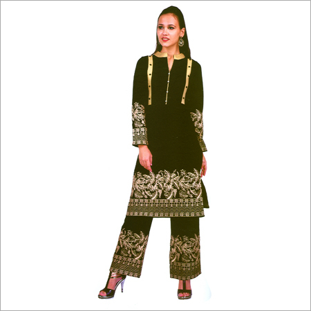 Designer Kurtis - Cotton Silk Fabric, Sizes M-XXXL, Color Black | Quick Dry, Washable, Ethnic Casual and Formal Style