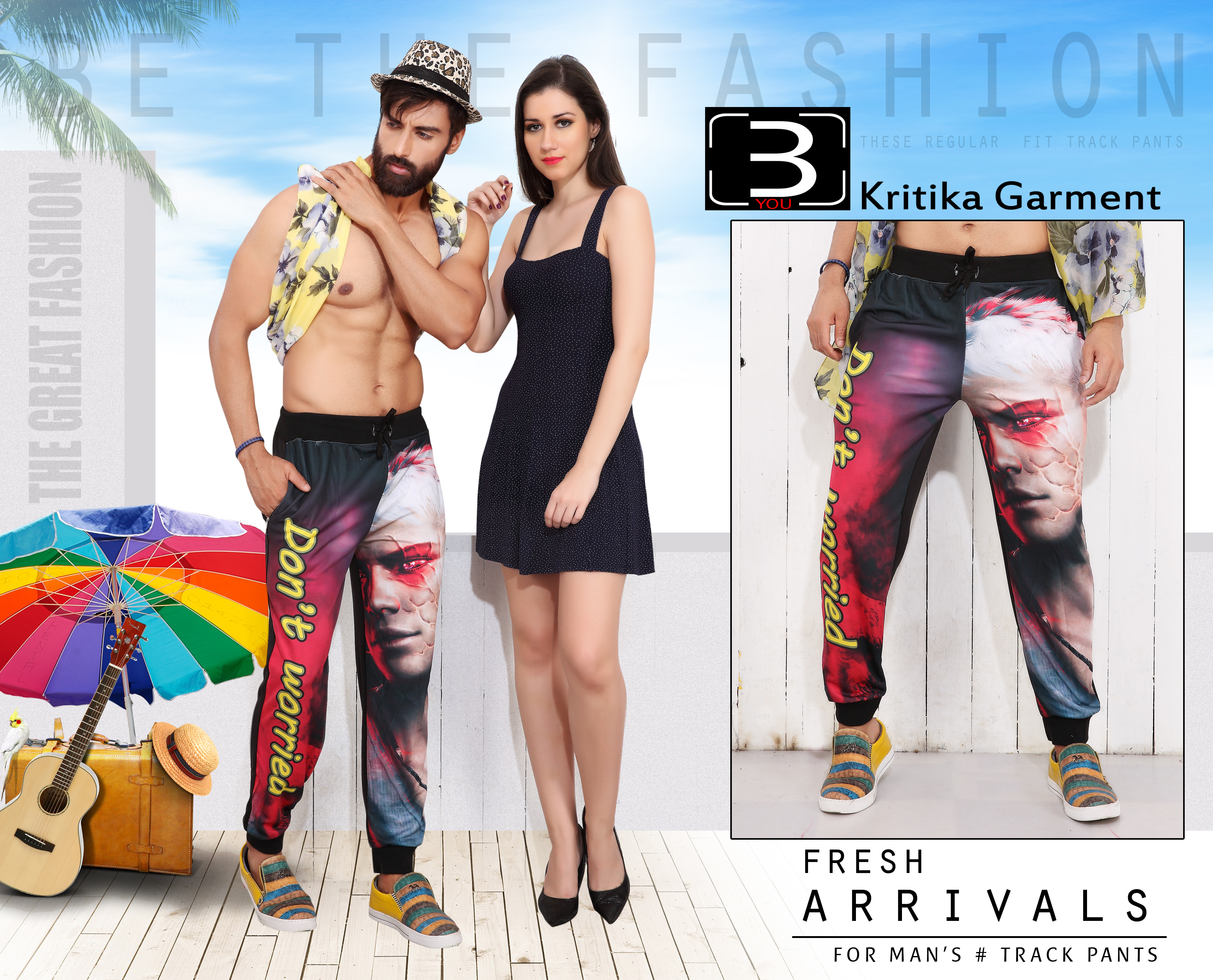 Men's Machine Printed Up Down Rib Full Pant