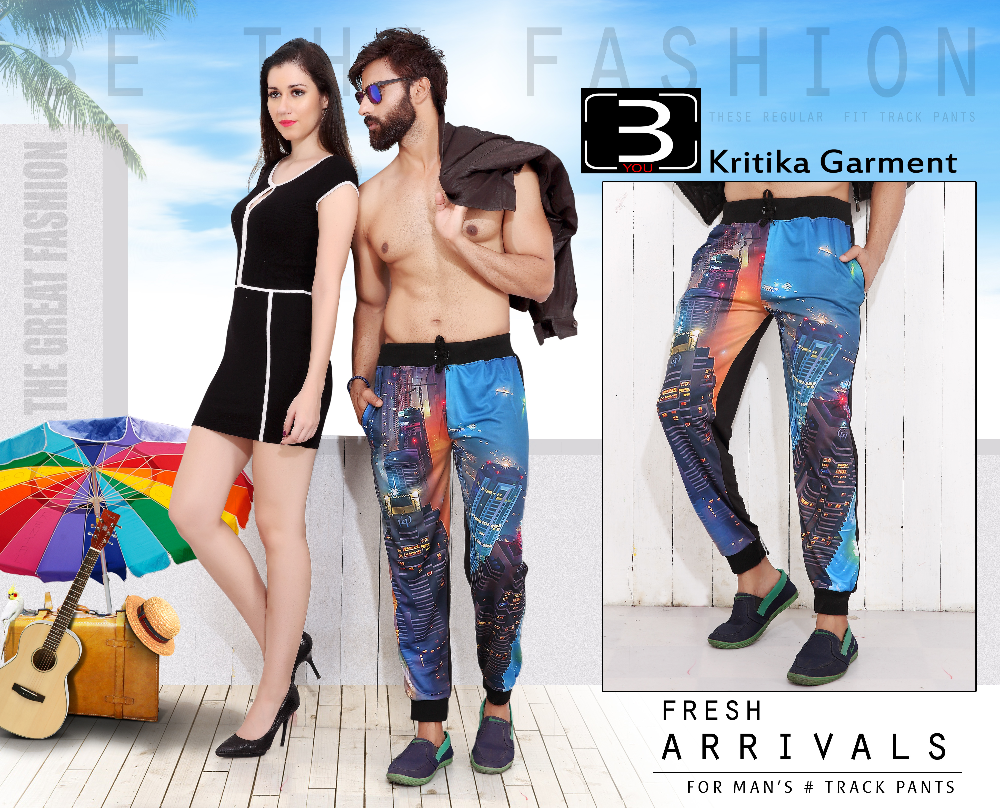 Men's Machine Printed Up Down Rib Full Pant