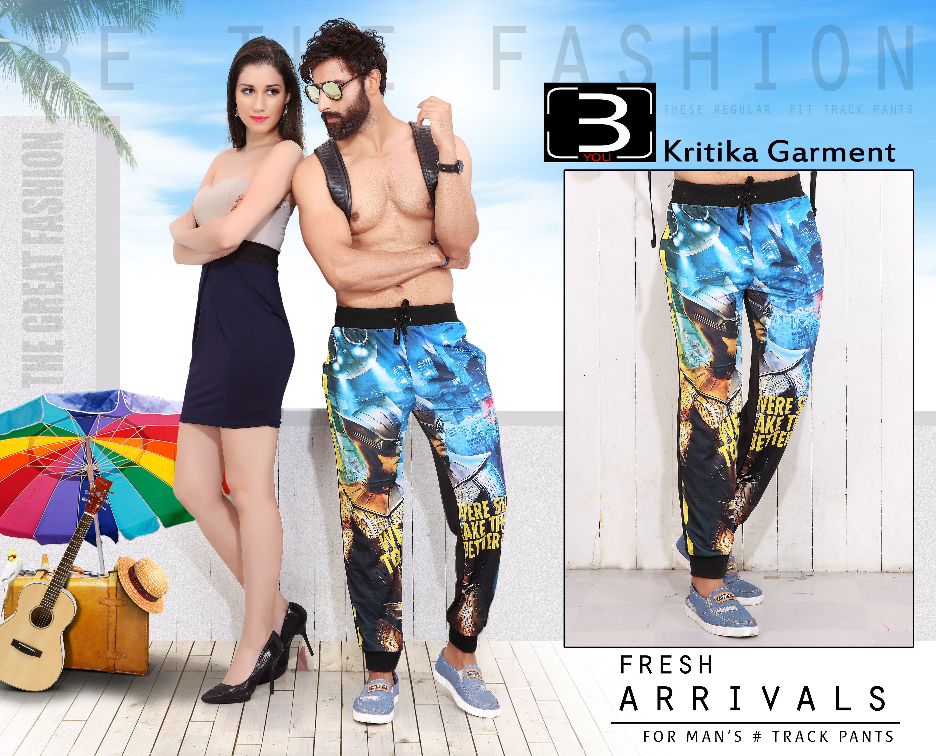 Men's Machine Printed Up Down Rib Full Pant