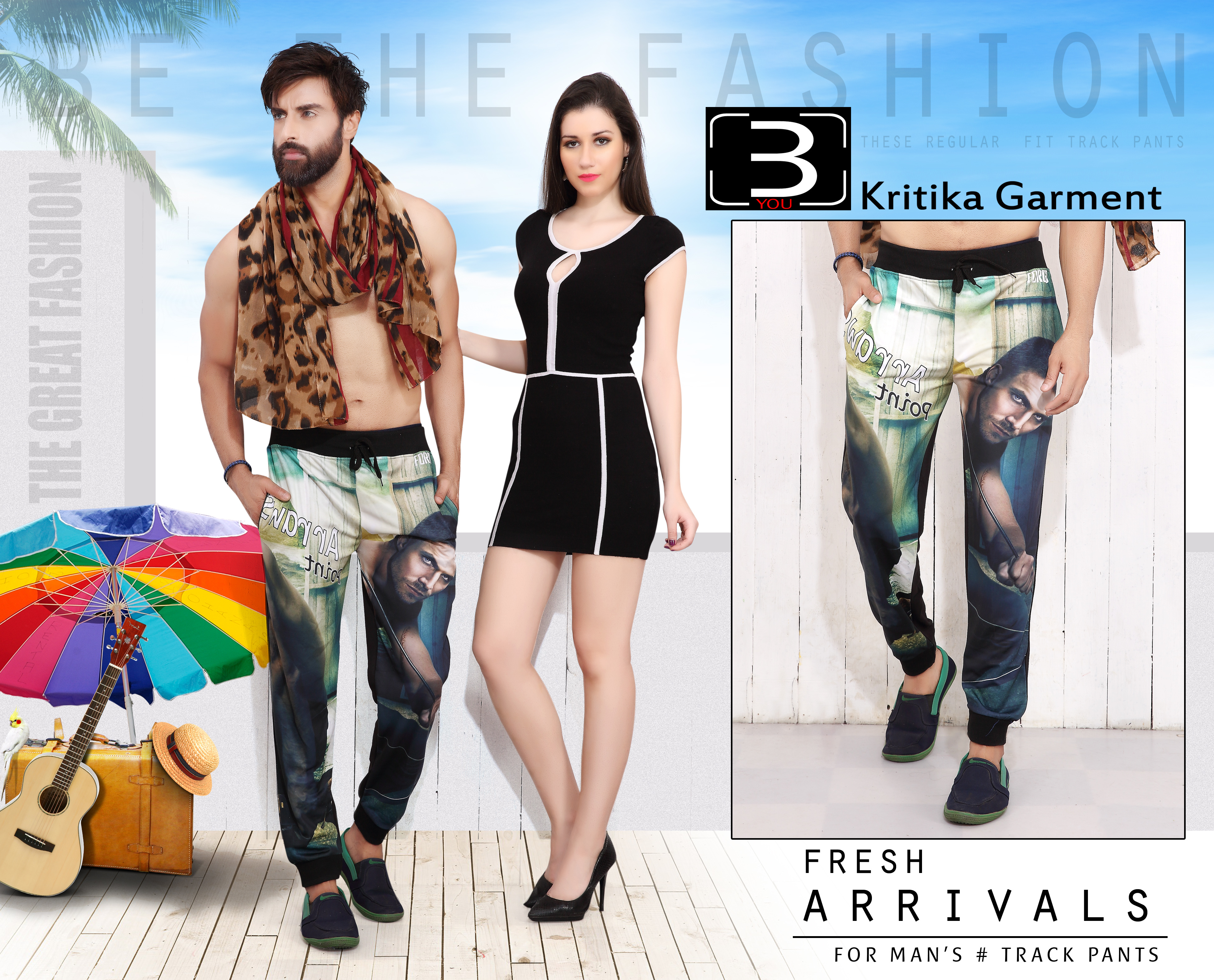 Men's Machine Printed Up Down Rib Full Pant