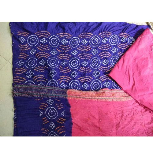 Blue and Pink Bandhej Dress Material