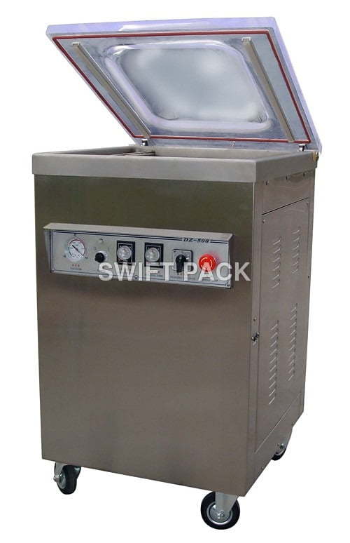 Industrial Vacuum Packaging Machine - Single Chamber Fiber Construction, 540x480x1010 Mm , Automatic Operation, 500w Sealing Power, Silver Finish, Energy Efficient Design, Ideal For Meat, Seafood, Medical Instruments, Hardware