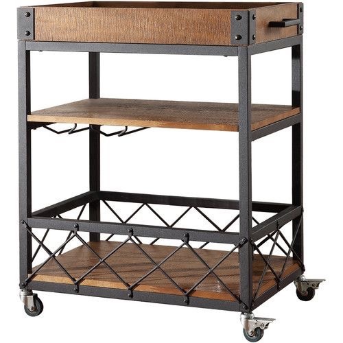 Industrial Wooden Trolley - Wood and Iron Frame, Component Carrying Utility