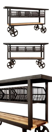 Industrial Wooden Trolley - Durable Wooden Frame, Iron Reinforcements | Versatile Transport Solution for Easy Component Movement