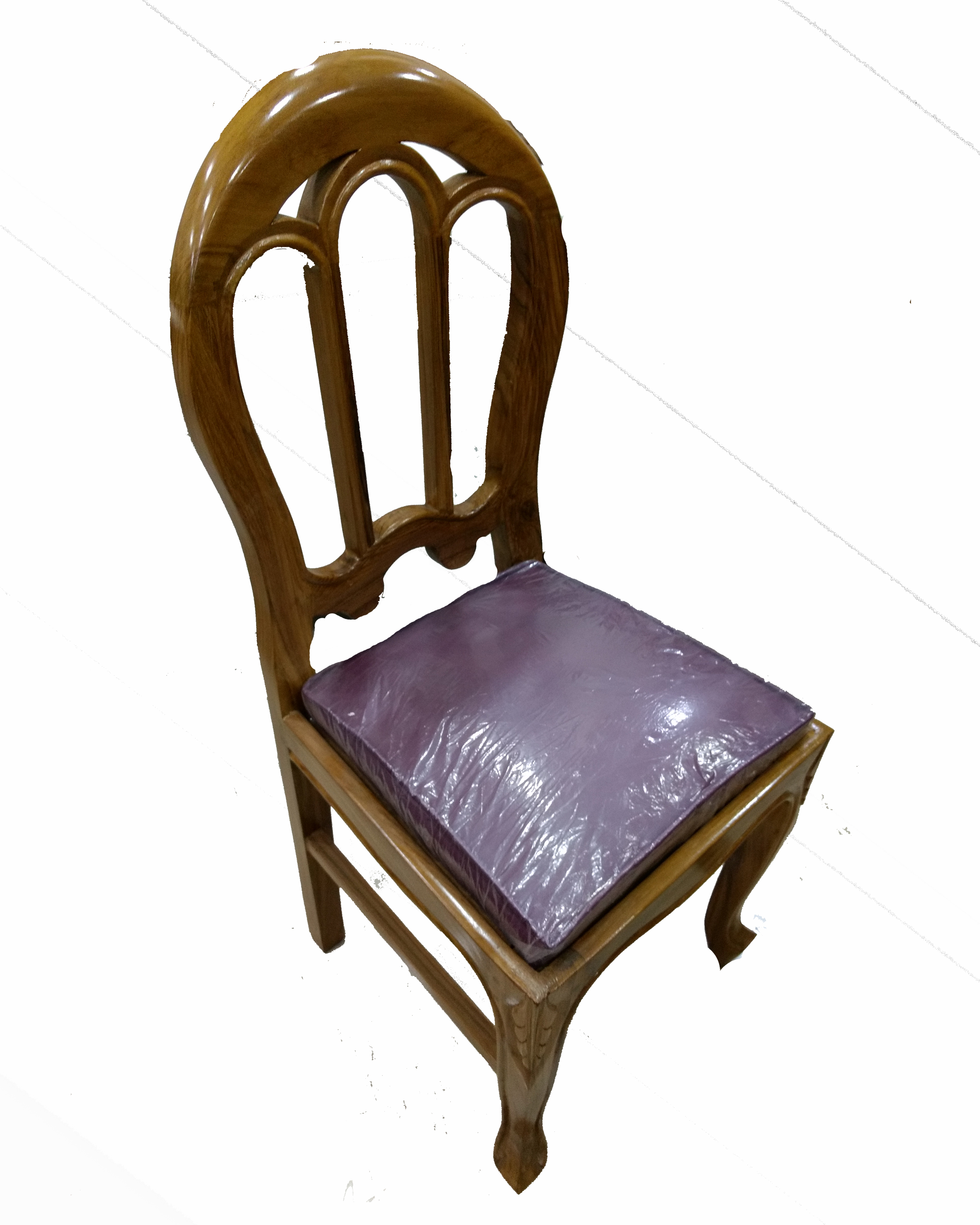Wooden Chair - Teak Wood, Upholstered Slatted Back, Easy-clean Cushion | Modern Indian Style Kitchen Furniture