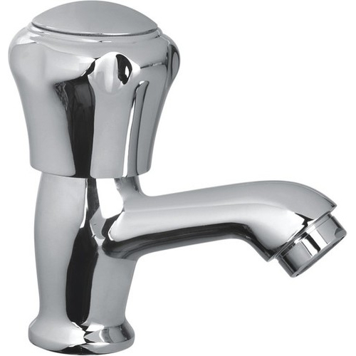 Pillar Cock - Brass Material, Chrome Finish, Wall Mounted Design | Luxurious Silver Color, Free Size, 15mm Round Shape
