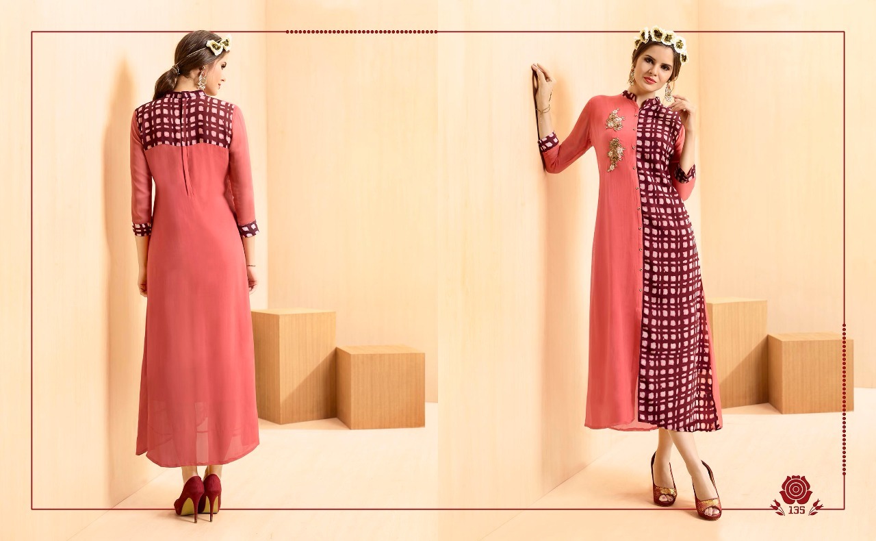 Fancy Georgette Fabric Print Kurti With Embroidary Work