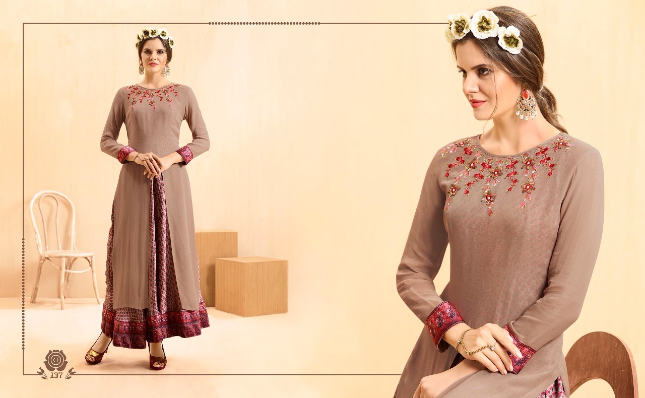 Fancy Georgette Fabric Print Kurti With Embroidary Work