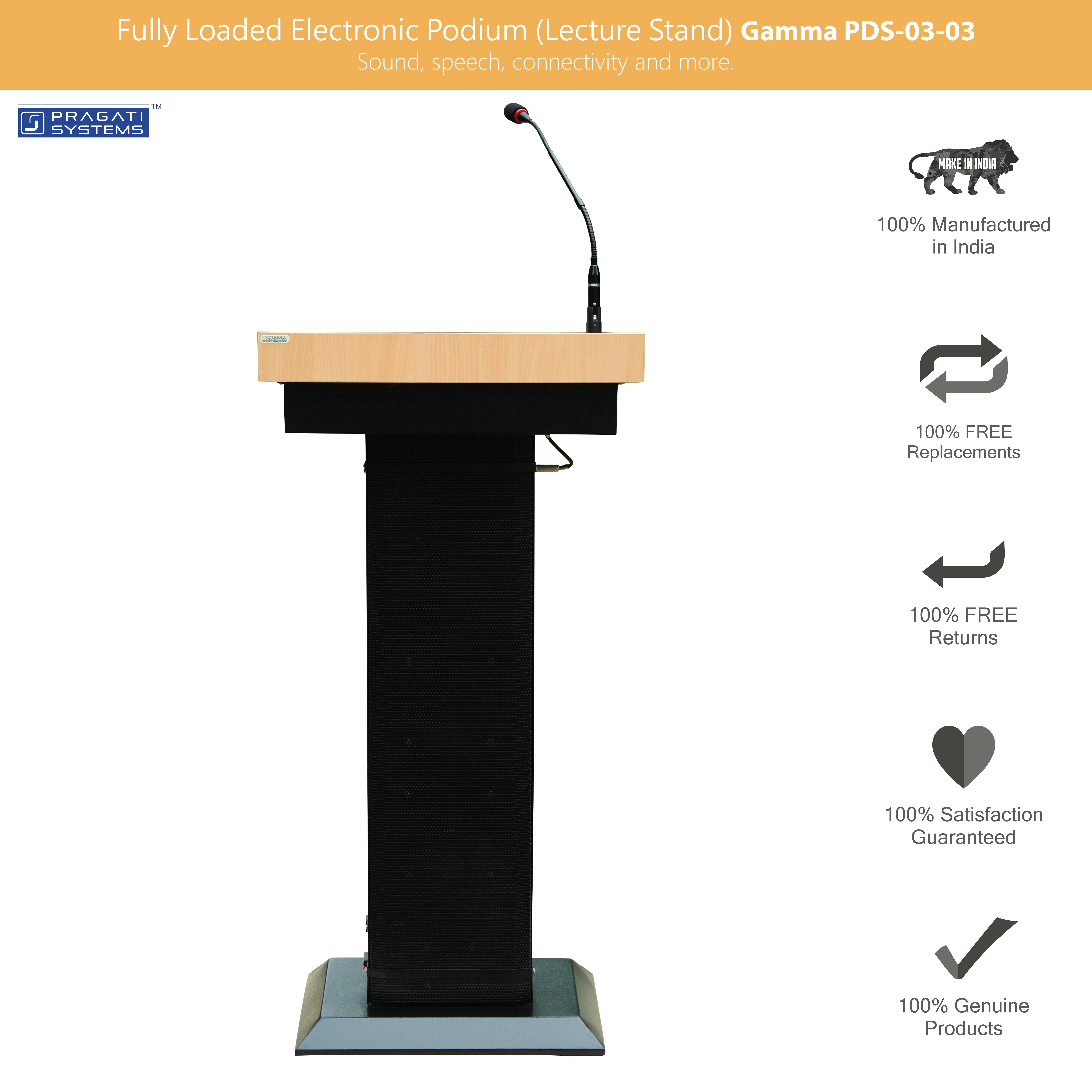 Fine Grain Epoxy Powder Coated Fully Loaded Digital Podium (Lecture Stand)
