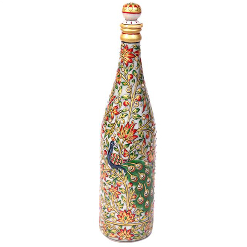 हस्तशिल्प मोर डिजाइन संगमरमर की बोतल