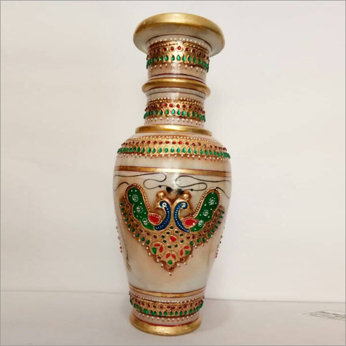 मयूर डिजाइन लंबी गर्दन संगमरमर फूलदान