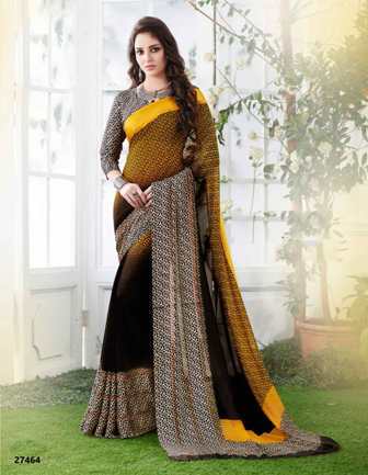 तीन रंग छायांकित डिज़ाइनर साड़ी