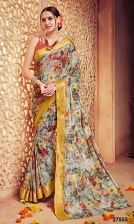 Cotton Silk Multi Coloured Printed Saree