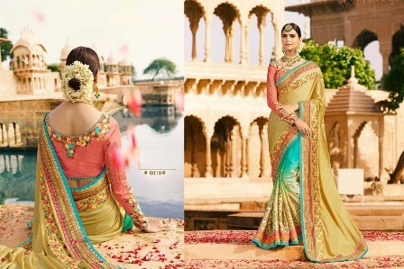 लाइट कलर्ड फेस्टिव वियर साड़ी