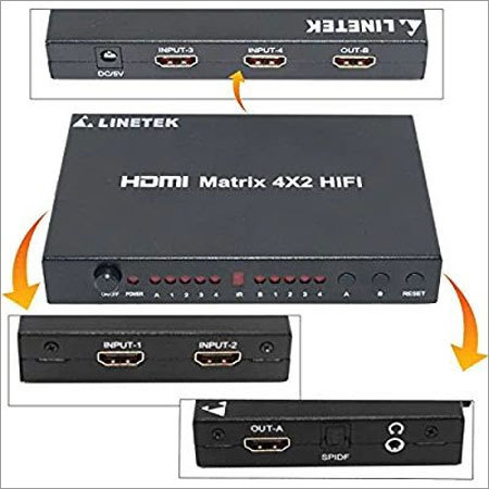 Black Hdmi Matrix Switcher 4 In 2 Out With Digital And Analog Audio