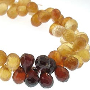 Hessonite Drop Micro Faceted Side Drilled
