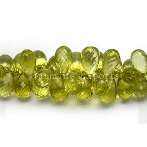 नींबू क्वार्ट्ज ड्रॉप माइक्रो फेसेटेड साइड ड्रिल्ड