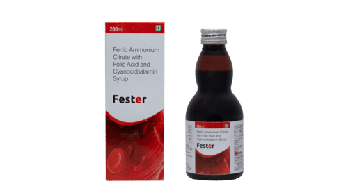 Fester Syrup Ingredients: Ferric Ammonium Citrate 200 Mg + Folic Acid 1 Mg + Cyanocobalamin 5 Mcg