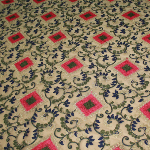 Net Embroidery Fabrics - Net Material, 45 Inches, Pink Color, 100 Gsm Weight | Skin Friendly, Elegant Floral Design, Dry Clean Only